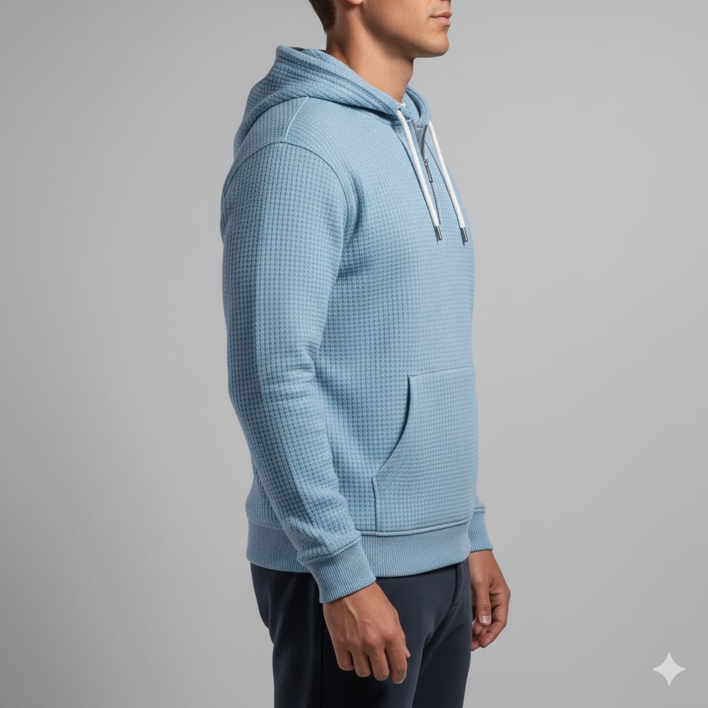 Charles Men's Waffle-Knit Half-Zip Hoodie – Soft Sweater for Casual Layering