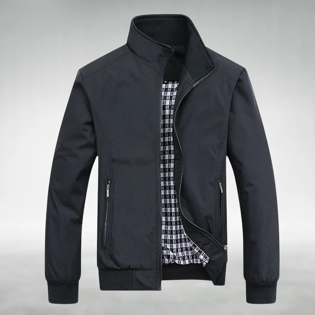 Giovanni Men's Casual Jacket – Classic Collar, Structured Cotton Blend