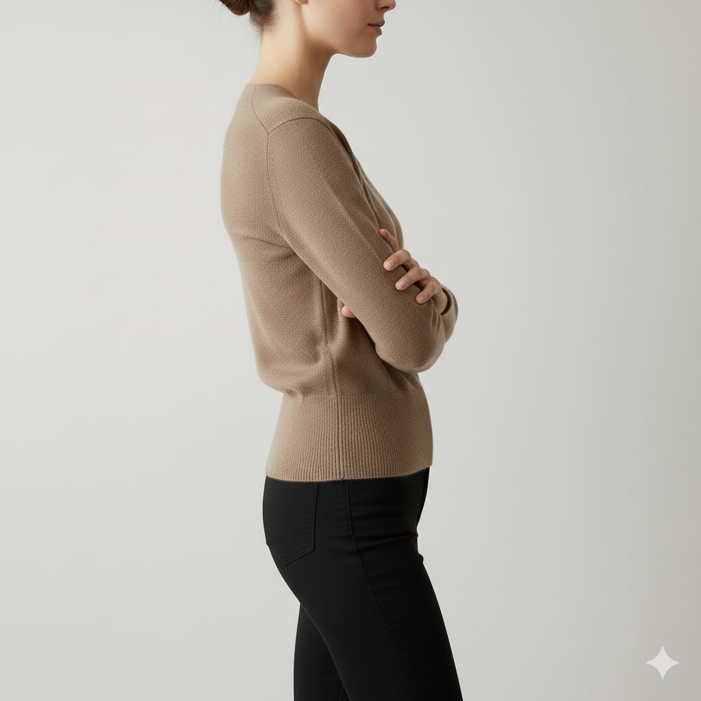 Berkis Women's Crossover Knit Sweater – Soft Textured Pullover with Fitted Hem