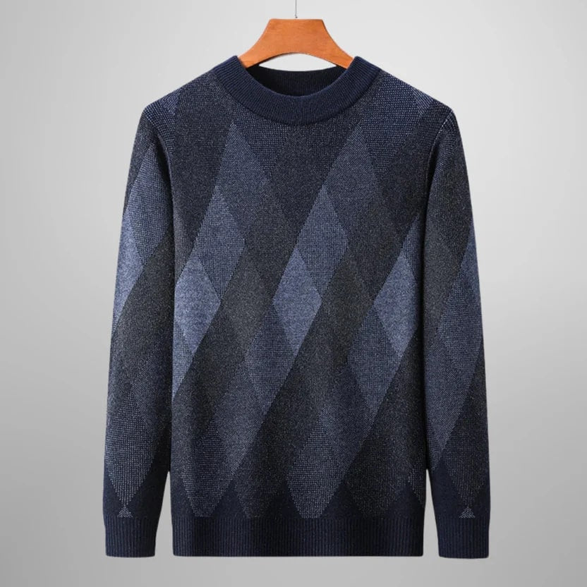 Esteban Men's Argyle Crewneck Pullover – Premium Wool-Blend Knit Sweater