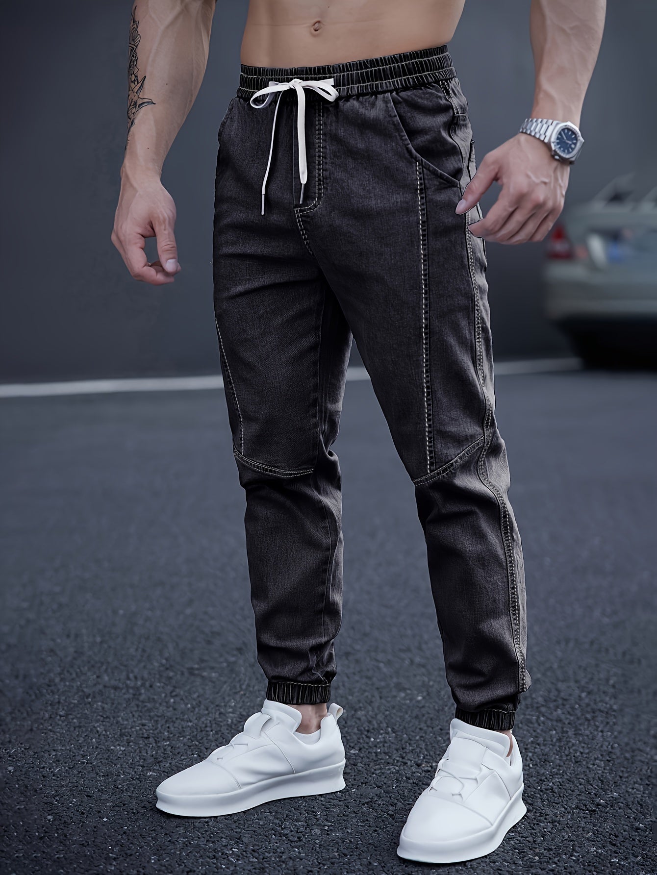 Brent Men's Tapered Cargo Joggers – Elastic Waist with Side Pockets