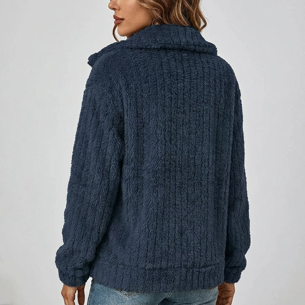 Harlyn Women's Elegant Faux Fur Jacket – Plush Winter Layering Outerwear