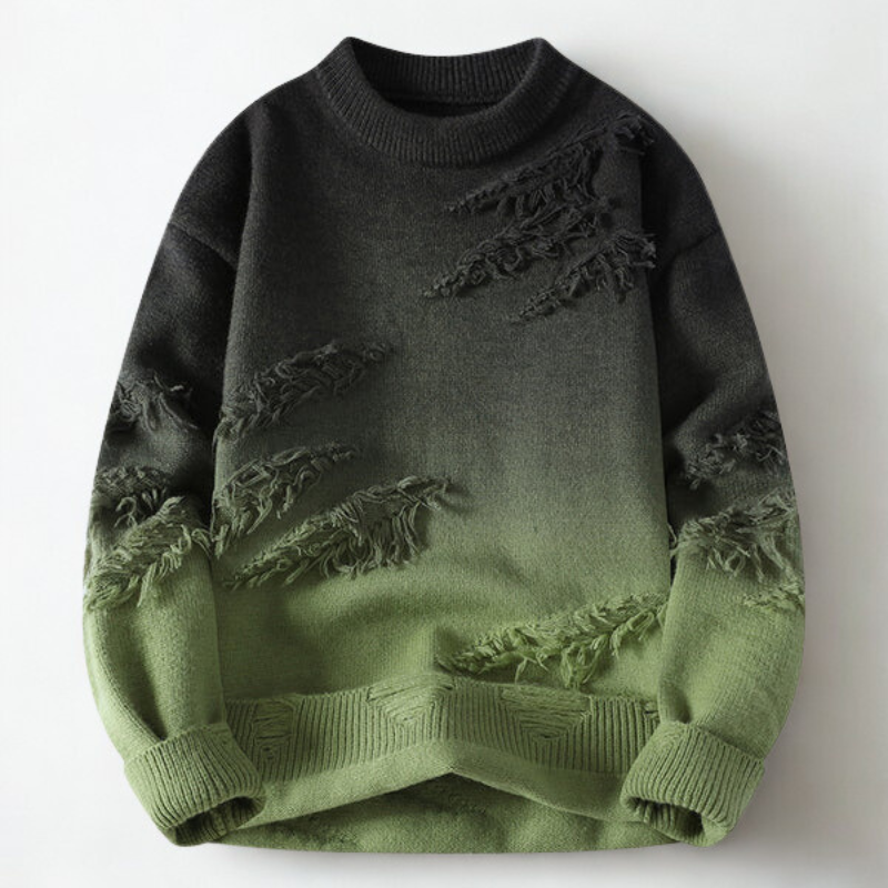 Men's Ombre Wool Sweater by Hype – Gradient Crew Neck Pullover for Fall