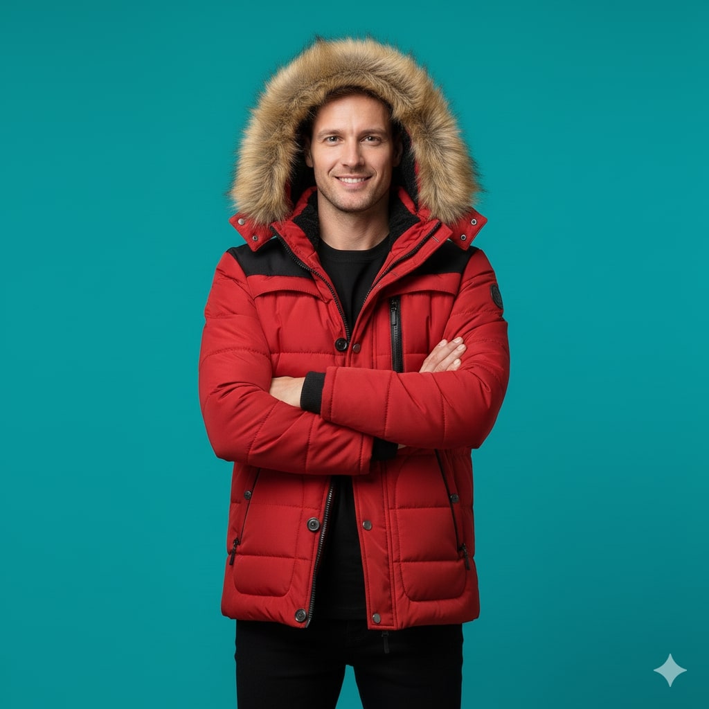 Harlan Men's Winter Coat – Hooded Jacket with Thick Fleece Lining and Cotton Shell