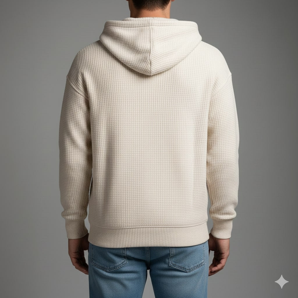 Charles Men's Waffle-Knit Half-Zip Hoodie – Soft Sweater for Casual Layering