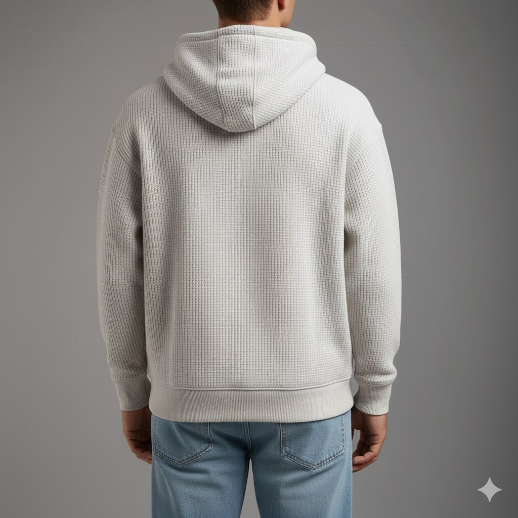 Charles Men's Waffle-Knit Half-Zip Hoodie – Soft Sweater for Casual Layering