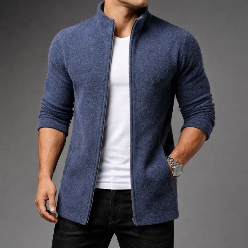 Hudson Men's Mid-Length Fleece Zip-Up Jacket for Cold Weather