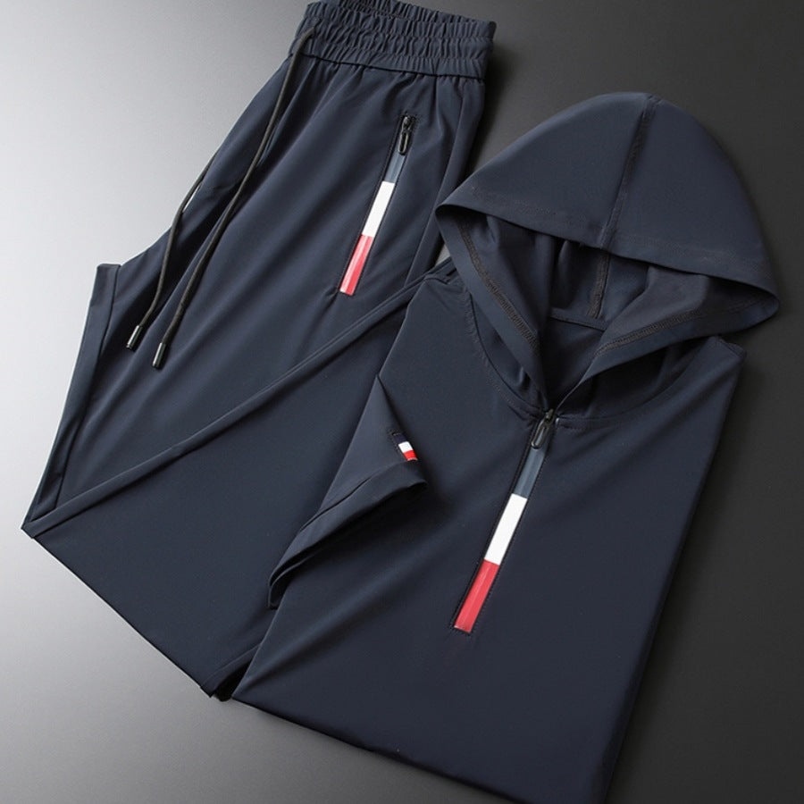 Santino FlexFit Hooded Lycra Quarter-Zip Tracksuit Set – Modern Sport Comfort