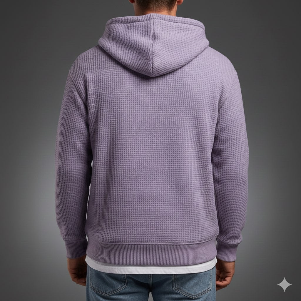 Charles Men's Waffle-Knit Half-Zip Hoodie – Soft Sweater for Casual Layering