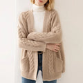 Estella Women's Chunky Cotton Cable Knit Cardigan – Oversized Relaxed Fit