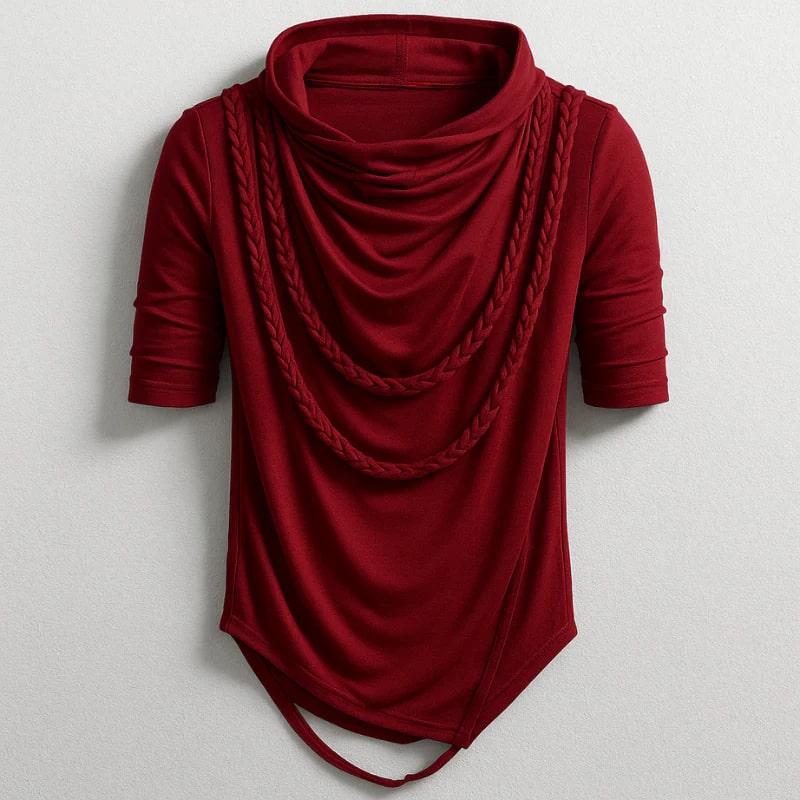 Ameer Men's Hooded Shirt – Stretch-Knit Cotton with Unique Asymmetrical Hem