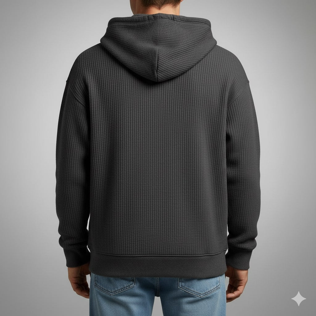 Charles Men's Waffle-Knit Half-Zip Hoodie – Soft Sweater for Casual Layering