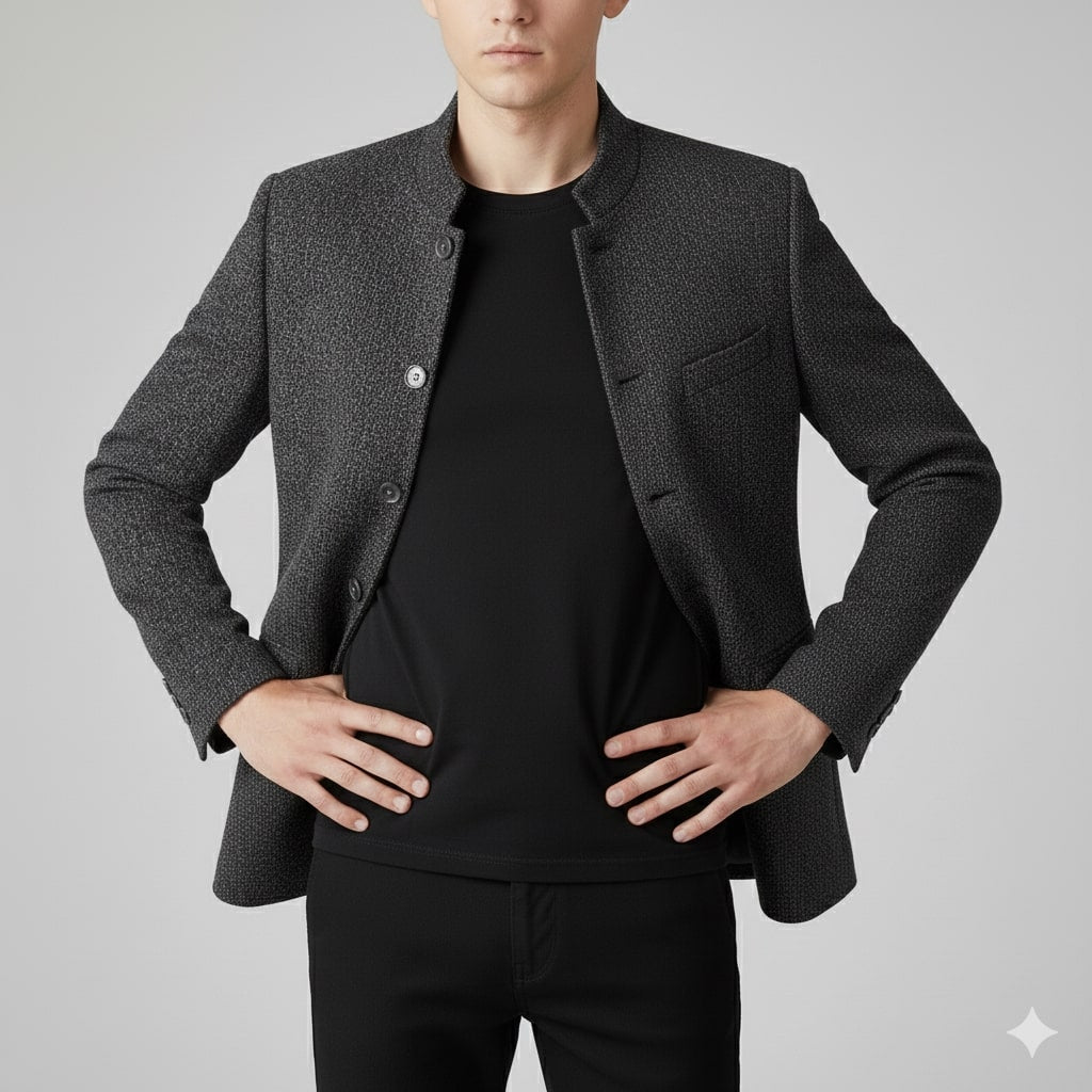Evander Men's Slim Fit Wool-Blend Stand Collar Lightweight Jacket ...