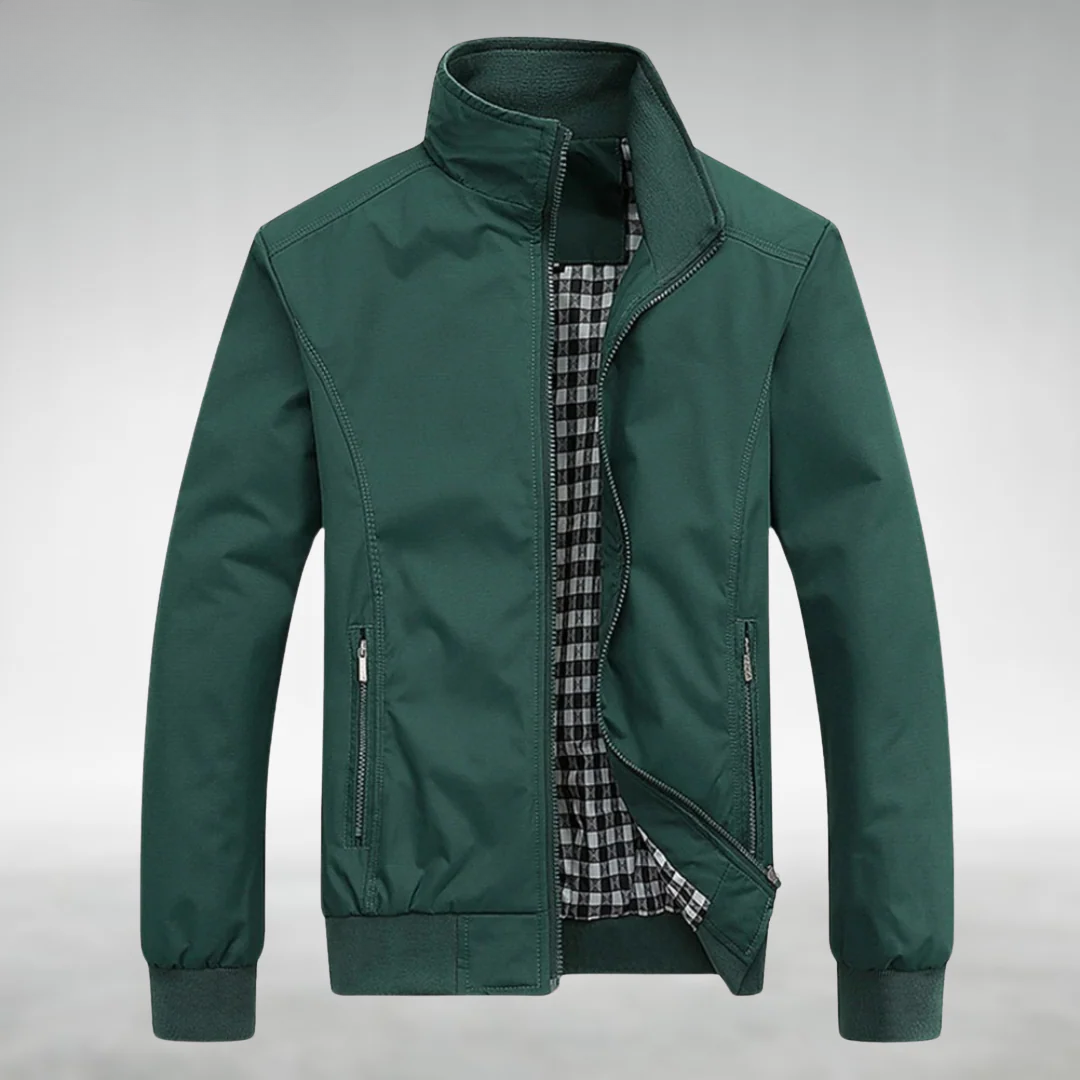Giovanni Men's Casual Jacket – Classic Collar, Structured Cotton Blend