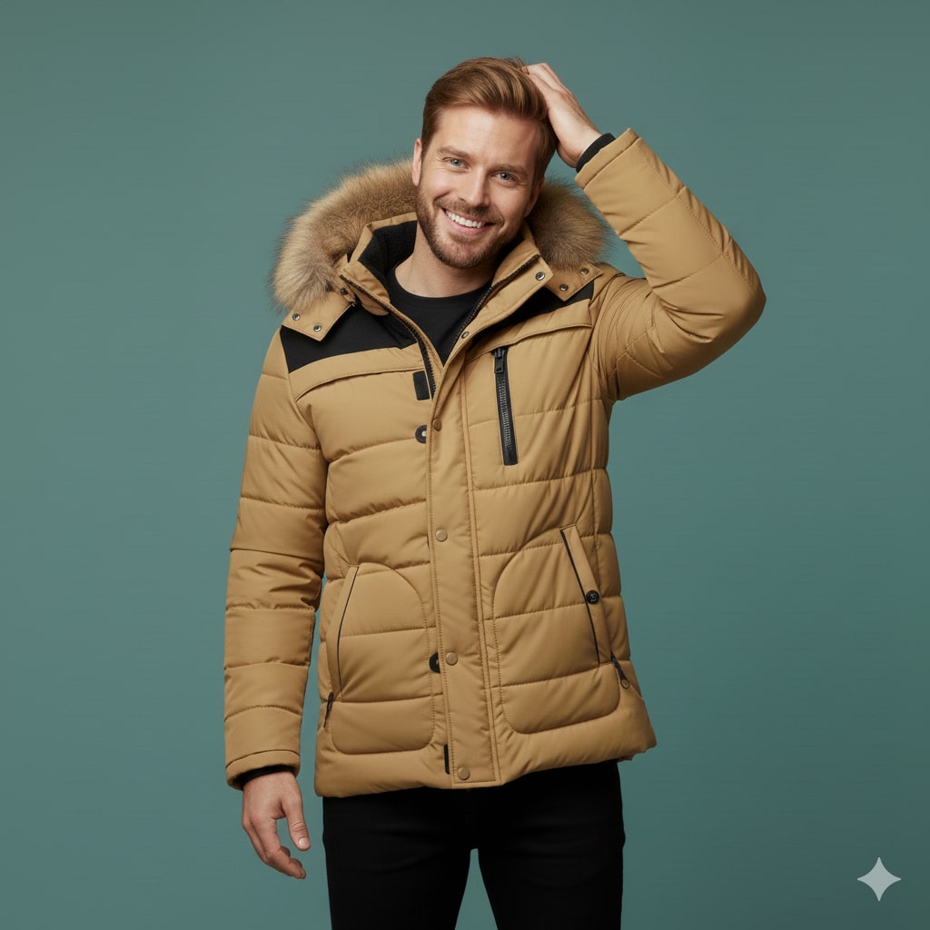 Harlan Men's Winter Coat – Hooded Jacket with Thick Fleece Lining and Cotton Shell