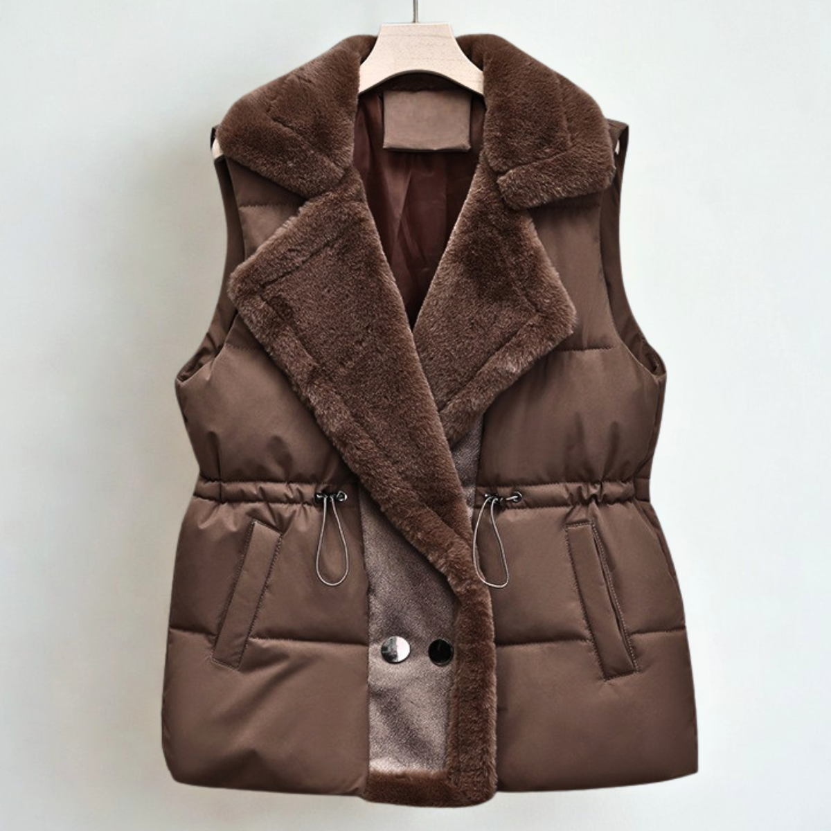 Florabell Women's Fleece Vest – Cozy Sherpa Collar & Customizable Waist