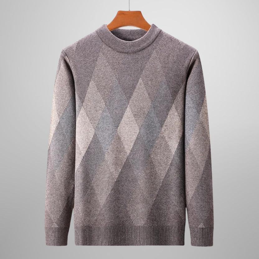 Esteban Men's Argyle Crewneck Pullover – Premium Wool-Blend Knit Sweater