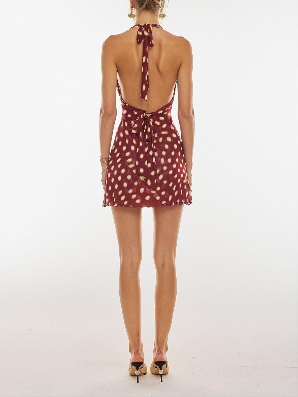 Colette Polka Dot Mini Dress – V Neck Fitted Vintage Style Summer Dress