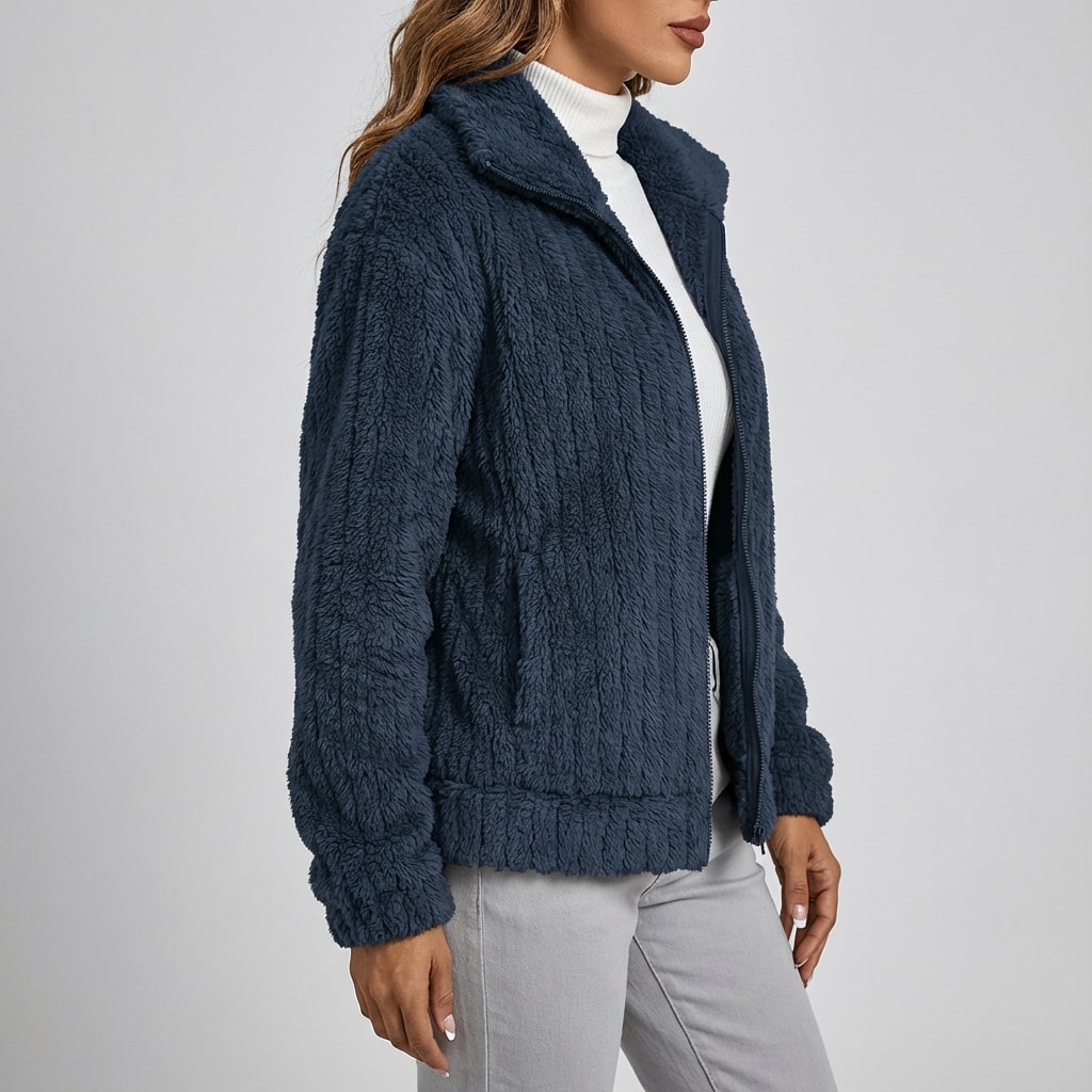 Harlyn Women's Elegant Faux Fur Jacket – Plush Winter Layering Outerwear