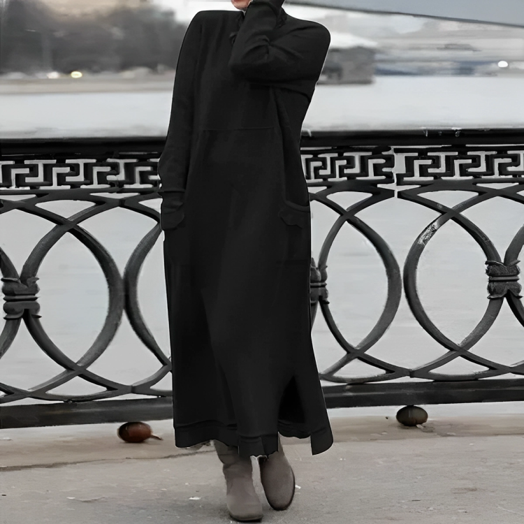 Elena Women's Winter Dress – Cozy Knit with Slimming Waistline
