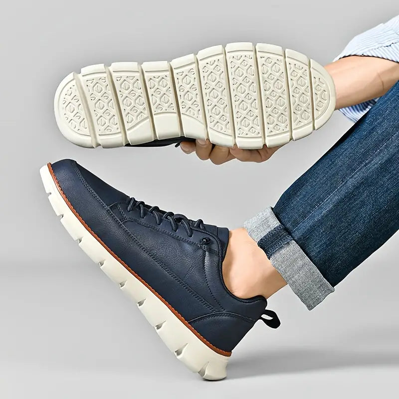 Gavin Men's Leather Sneakers – Enhanced Comfort with Cushioned Support & Flexible Sole