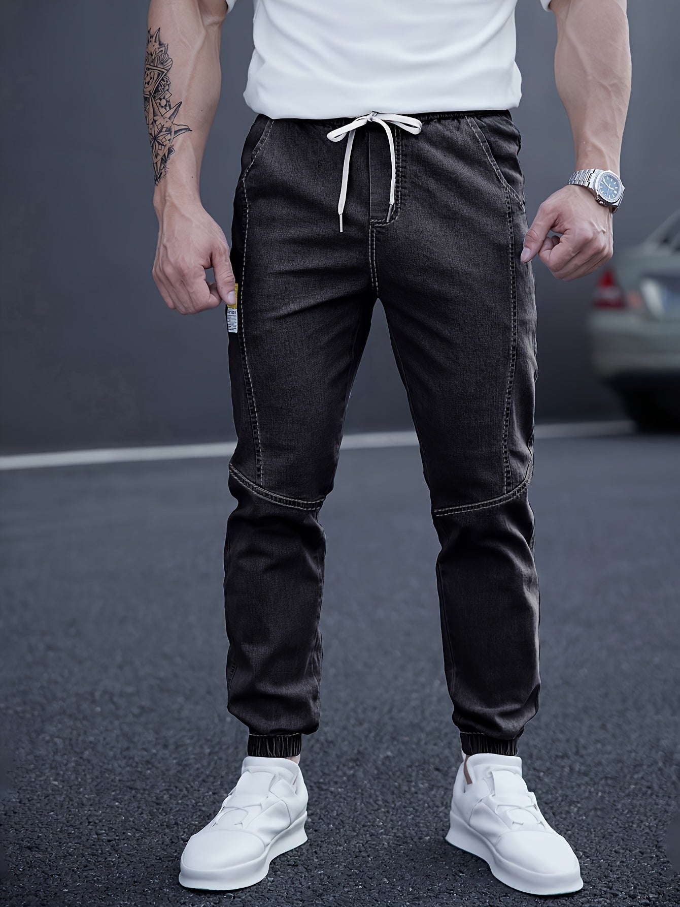 Brent Men's Tapered Cargo Joggers – Elastic Waist with Side Pockets