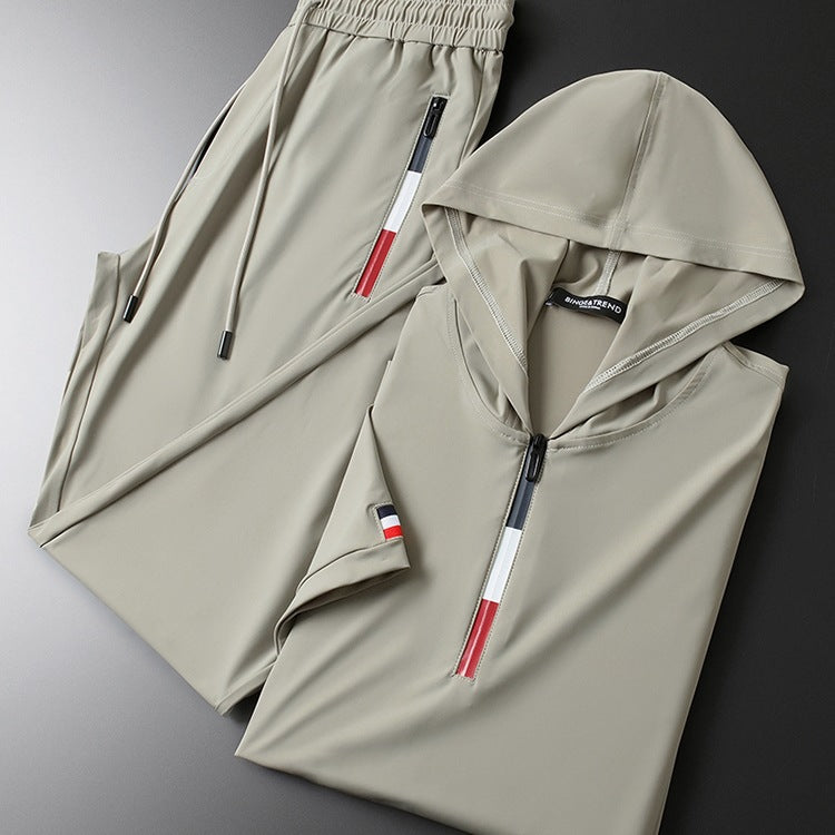 Santino FlexFit Hooded Lycra Quarter-Zip Tracksuit Set – Modern Sport Comfort