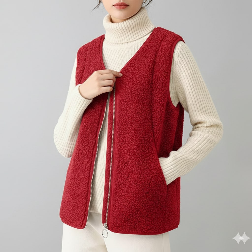 Herlene Women's Plush Shearling Fleece Vest – Lightweight Layer