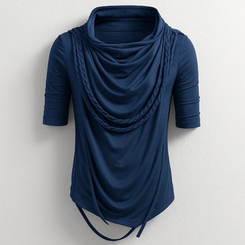 Ameer Men's Hooded Shirt – Stretch-Knit Cotton with Unique Asymmetrical Hem