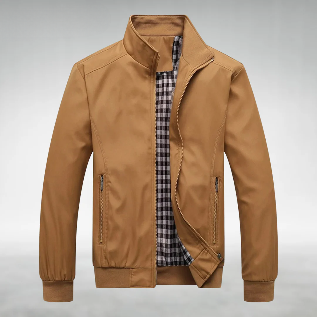 Giovanni Men's Casual Jacket – Classic Collar, Structured Cotton Blend