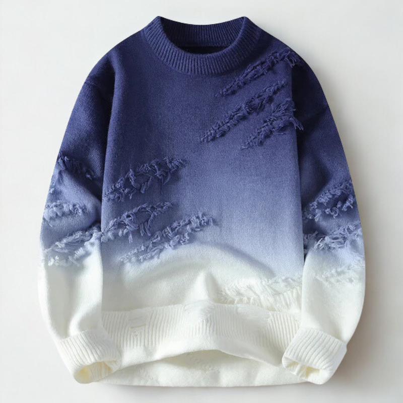 Men's Ombre Wool Sweater by Hype – Gradient Crew Neck Pullover for Fall