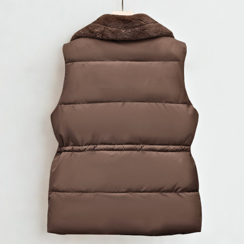 Florabell Women's Fleece Vest – Cozy Sherpa Collar & Customizable Waist