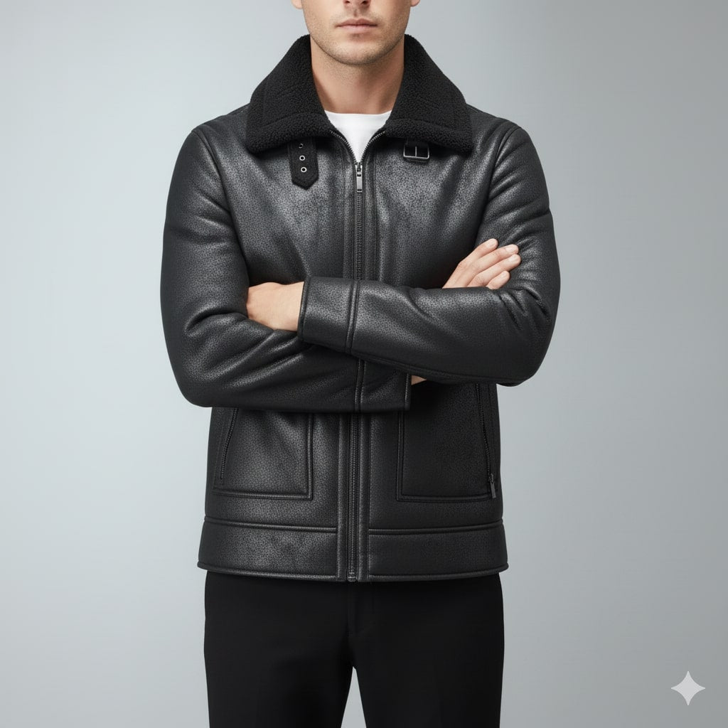 Harlan Men's Suede-Style Shearling Coat – Ultimate Winter Jacket for Extreme Cold