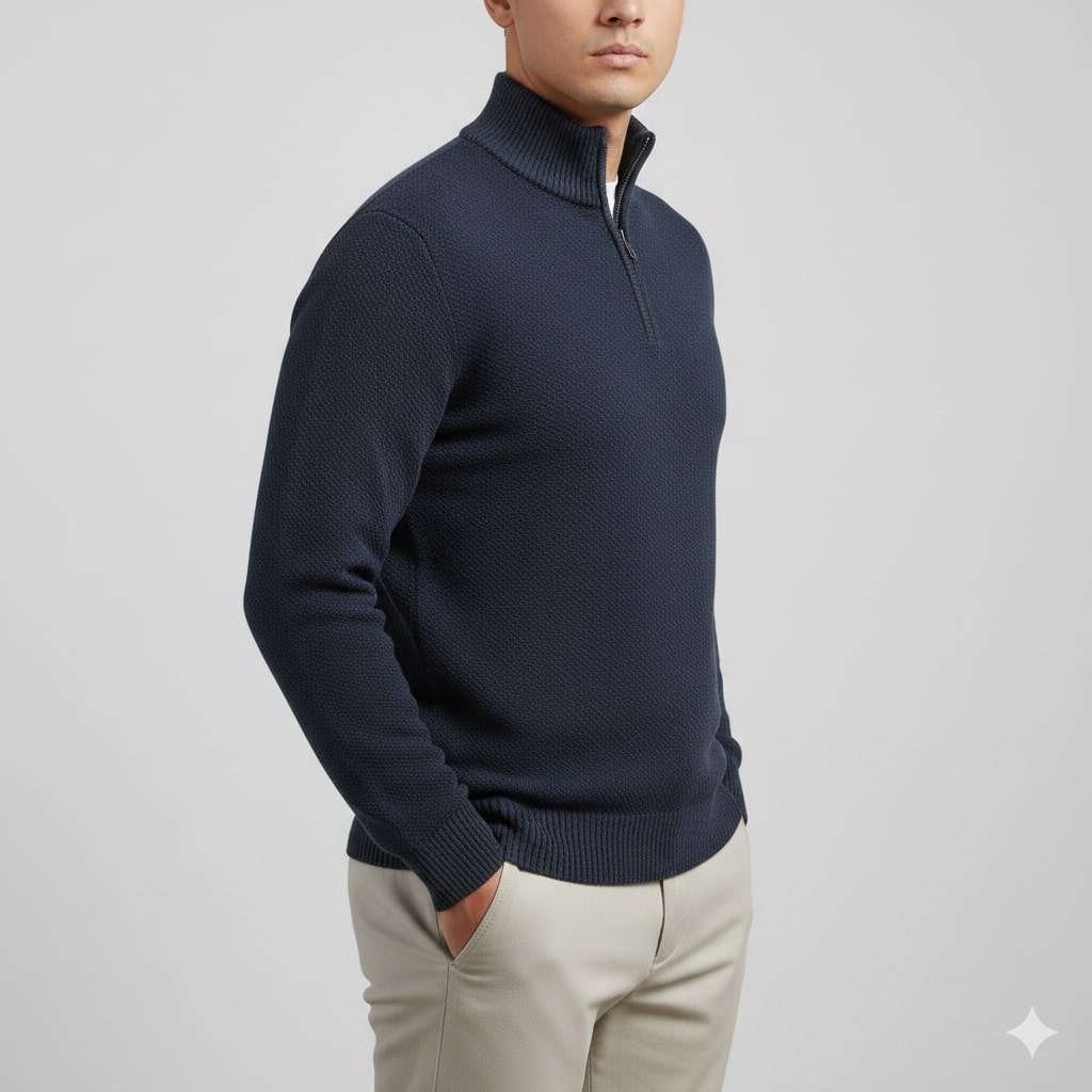 Ashton Men's Cotton Knit Quarter-Zip Pullover Sweater – Ideal for Layered Comfort