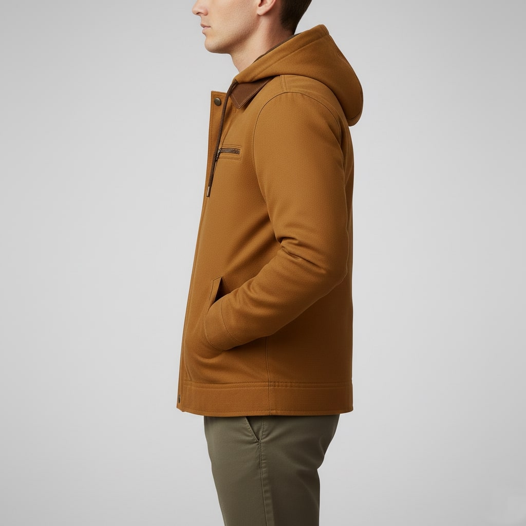 Beckham Men's Lightweight Windbreaker with Fleece-Lined Hood