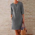 Adèle Cotton Linen Shirt Midi Dress – Breezy Casual Summer Dress