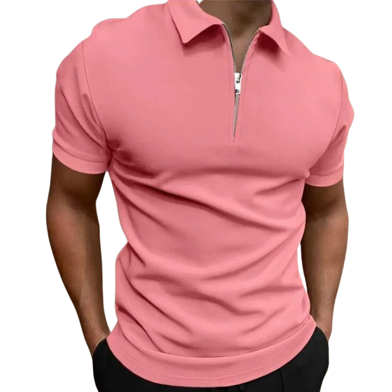 Dario Slim-Fit Knit Polo with Contemporary Mid-Zip Design