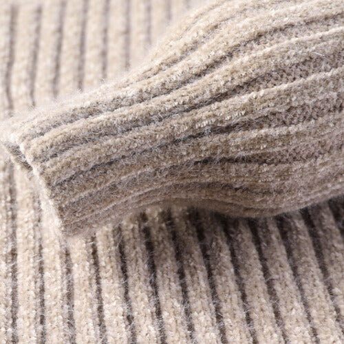 Arnelio Men's Thick Ribbed Knit Turtleneck Sweater with Structured Collar