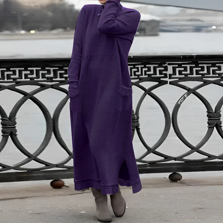 Elena Women's Winter Dress – Cozy Knit with Slimming Waistline
