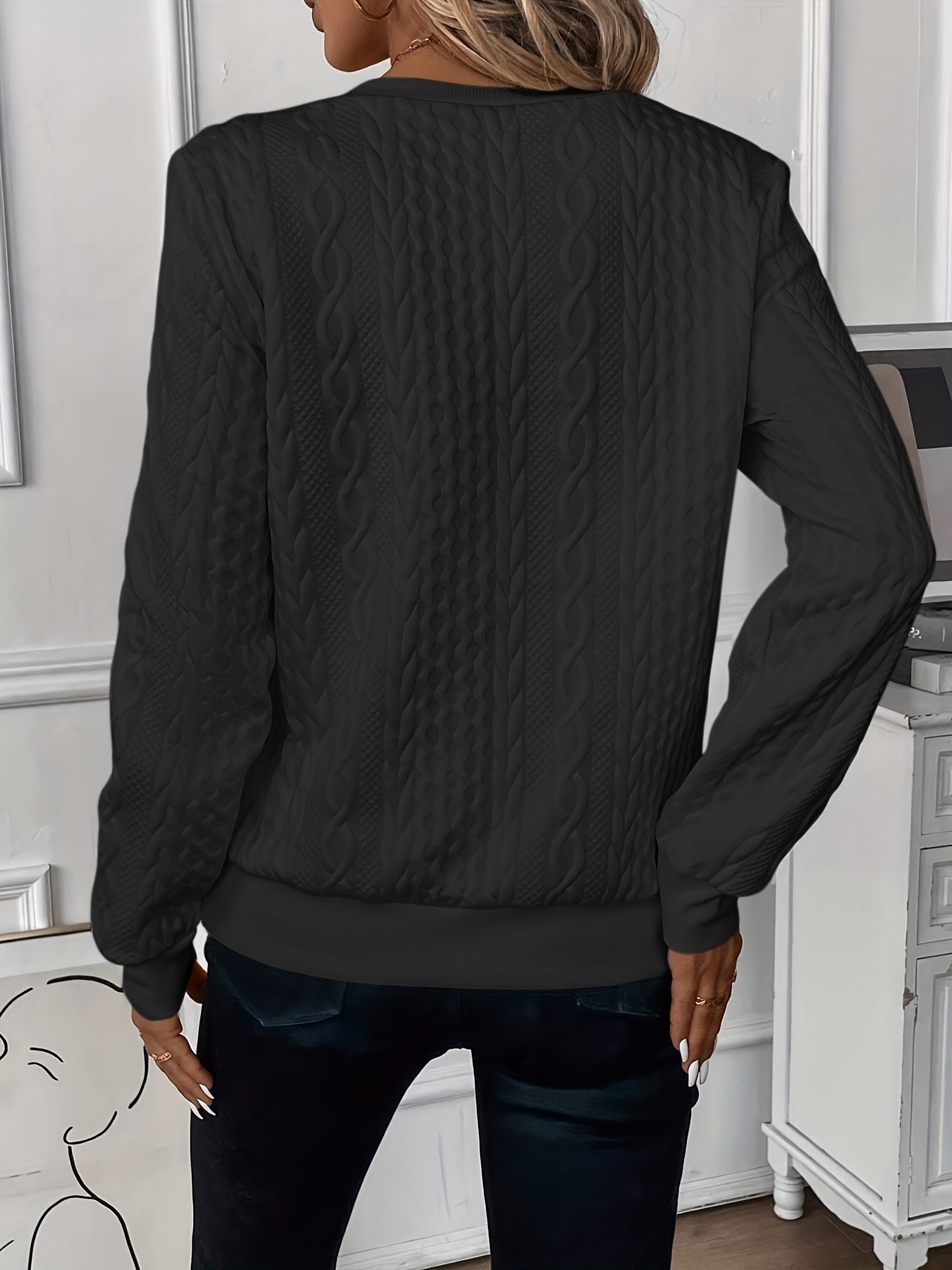 Elodie Cable Knit Zip Sweater – Soft Knit Relaxed Fit Casual Layering Top