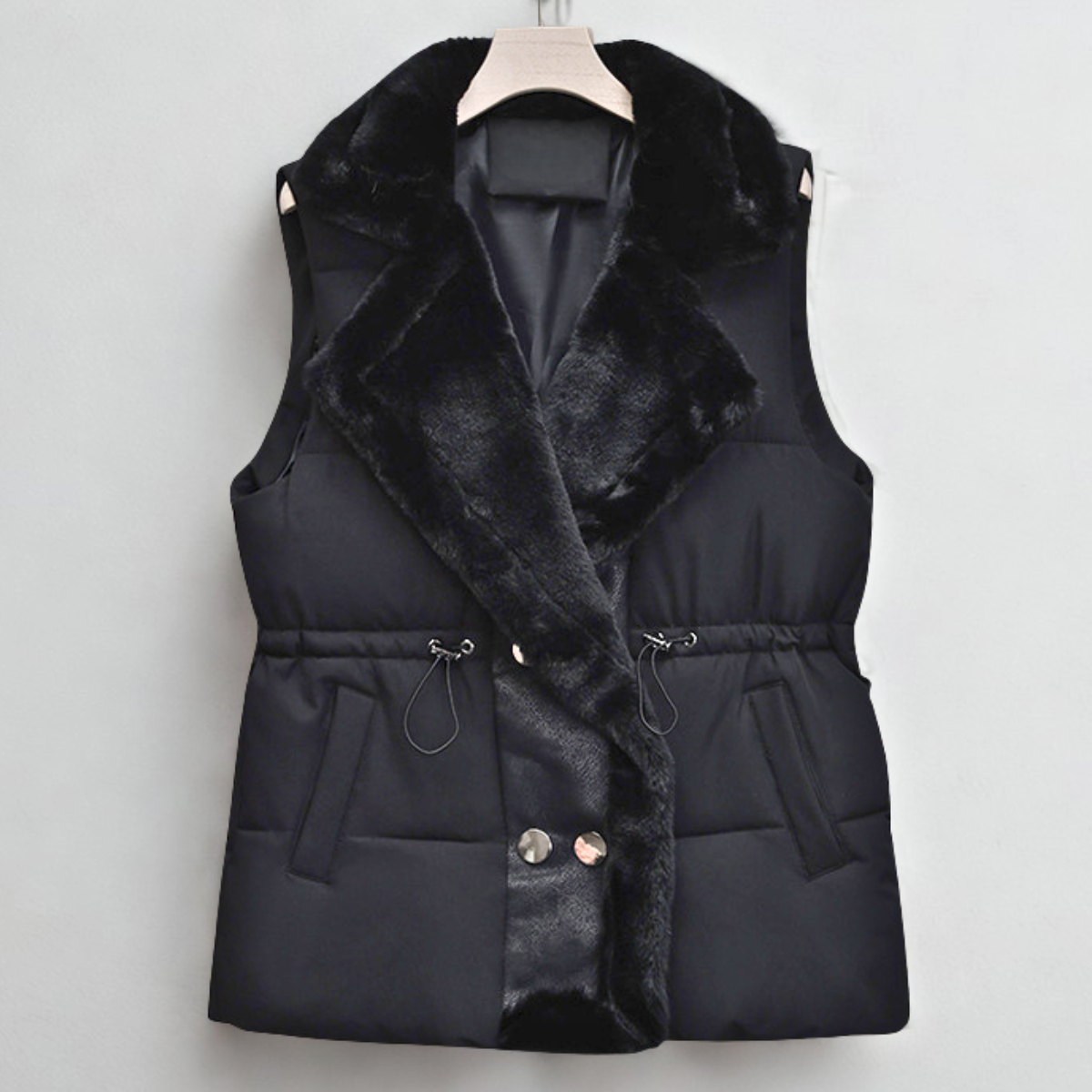 Florabell Women's Fleece Vest – Cozy Sherpa Collar & Customizable Waist