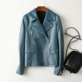 Almona Women's Tailored Leather Jacket – Smooth Finish with Structured Fit