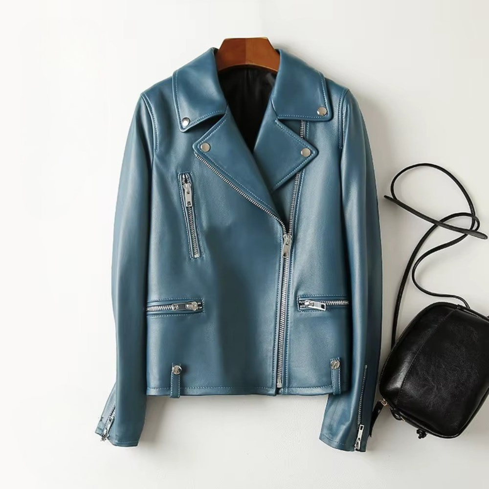 Almona Women's Tailored Leather Jacket – Smooth Finish with Structured Fit