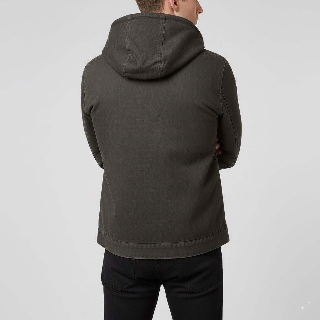 Beckham Men's Lightweight Windbreaker with Fleece-Lined Hood