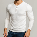 Ellias Men's Waffle Knit Henley Long Sleeve Pullover