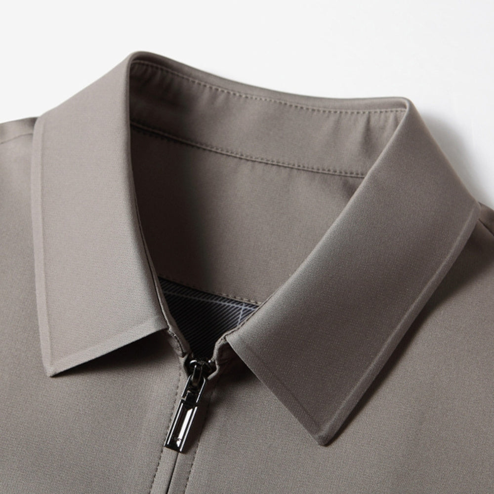 Brandon Men's Lightweight Jacket – Wrinkle-Resistant with Lapel Collar and Zippered Front