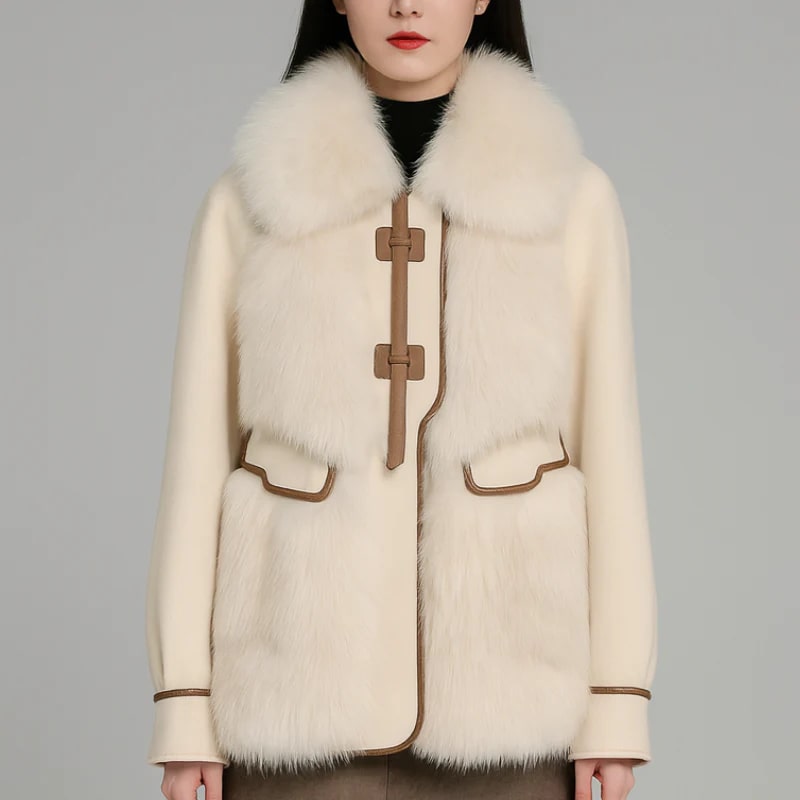 Almana Women's Luxurious Plush Fur Winter Coat with Toggle Closure