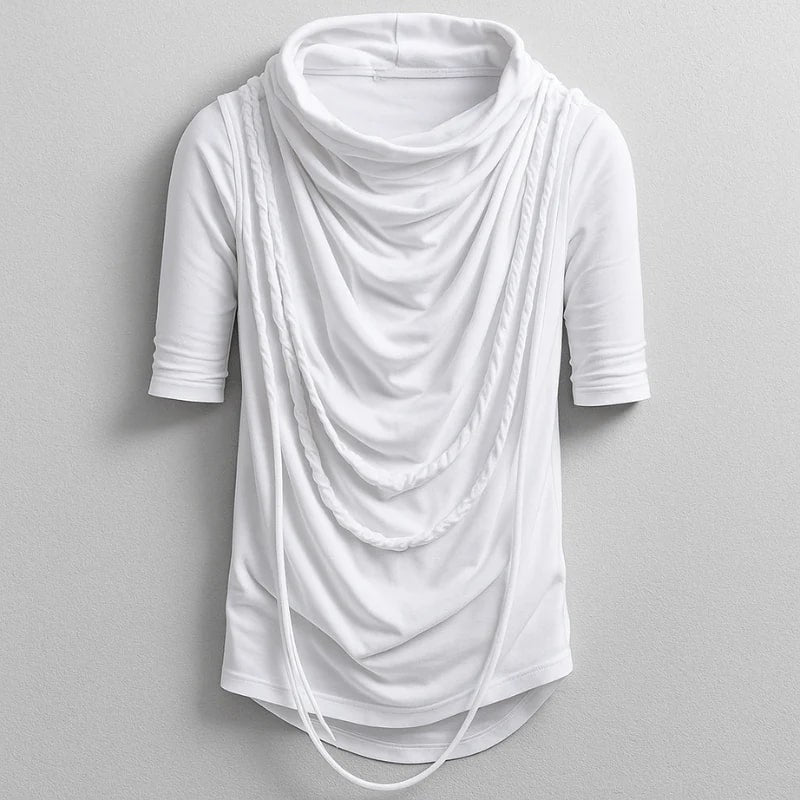 Ameer Men's Hooded Shirt – Stretch-Knit Cotton with Unique Asymmetrical Hem