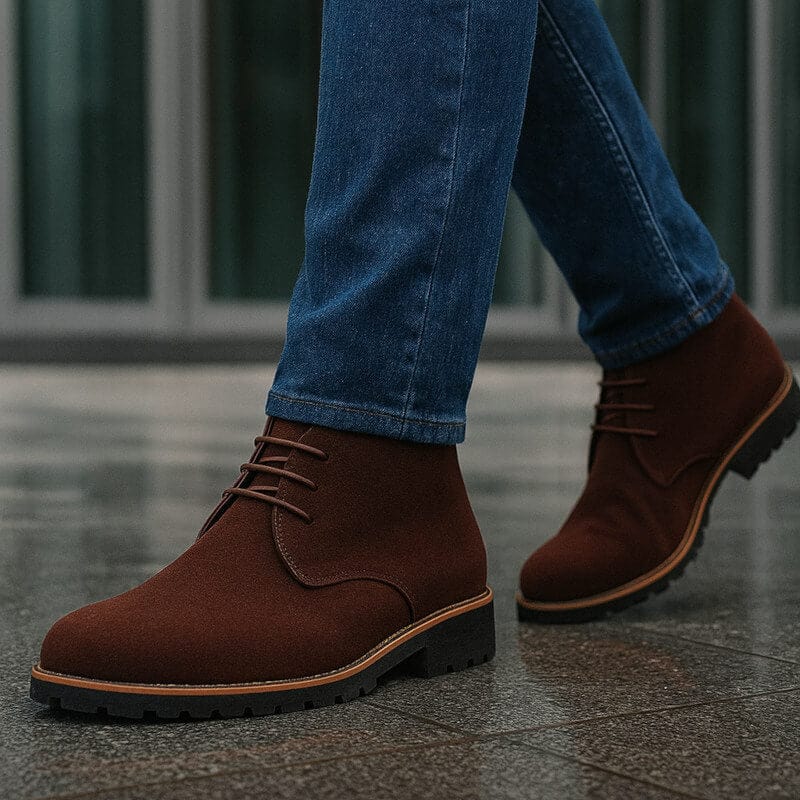 Dante Men's Suede Ankle Boots – Stylish Lug Sole Dress Footwear