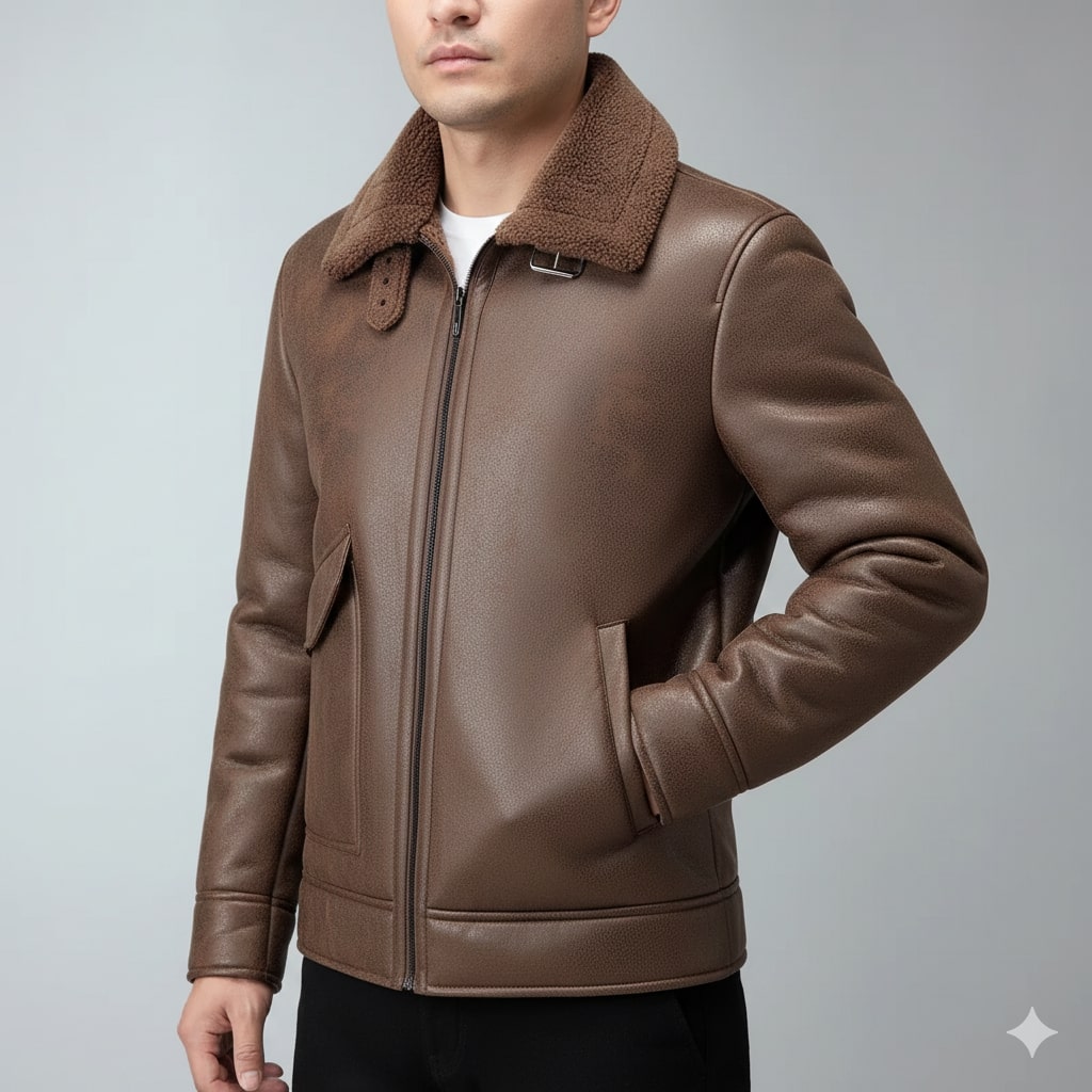 Harlan Men's Suede-Style Shearling Coat – Ultimate Winter Jacket for Extreme Cold